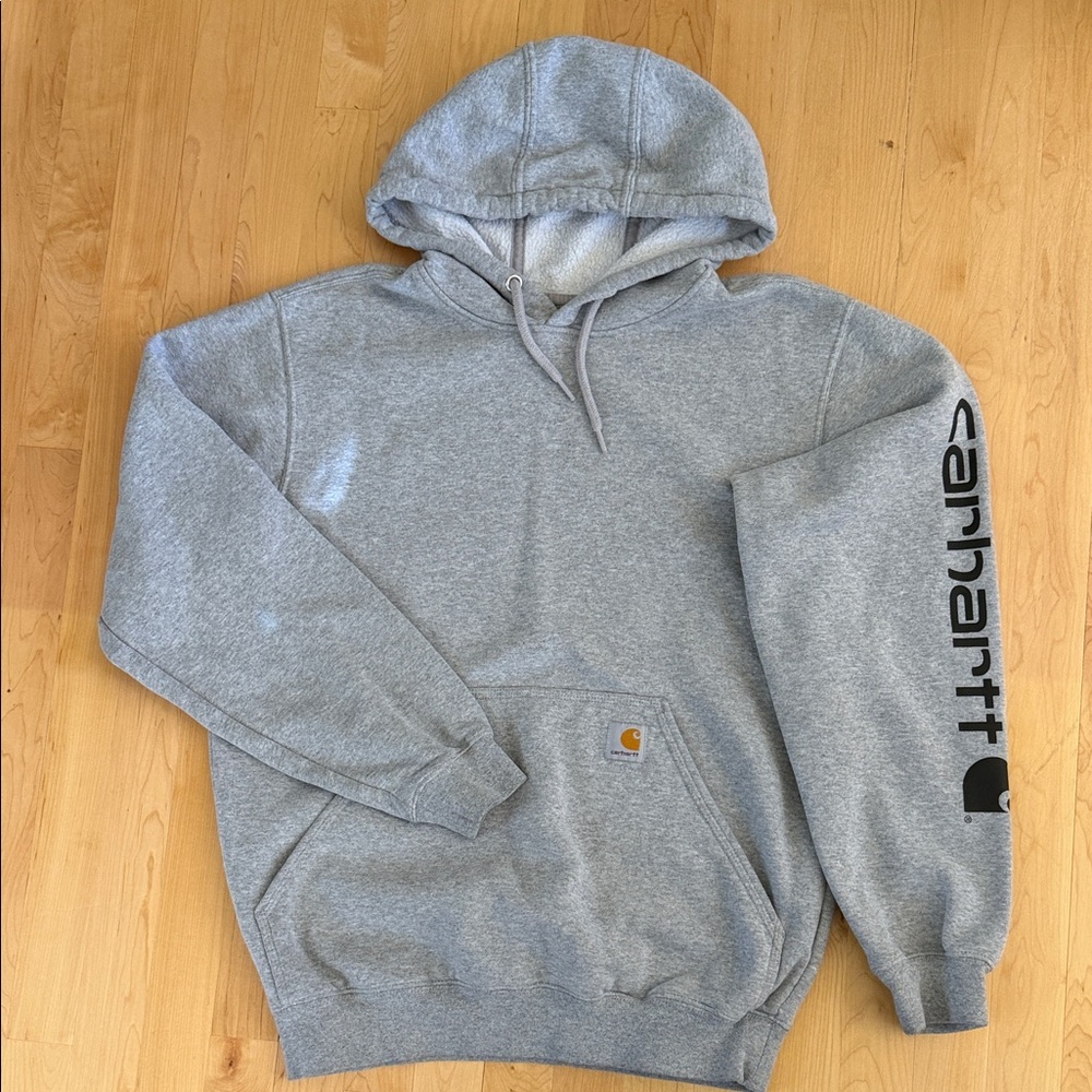Carhartt Heather Gray Men's Hoodie with Logo Sleeve